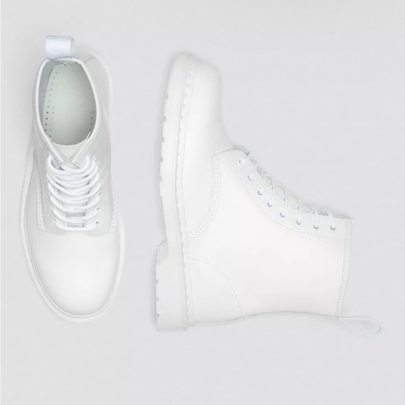 Dr. Martens white 1460 MONO SLL UP BOOTS - Picture 2 of 7